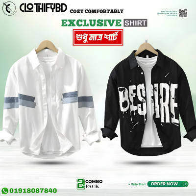 Men's Premium Quality Printed (2p Combo) Long Sleeve Shirt Courtesy by Clothifybd.com