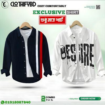 Men's Premium Quality Printed (2p Combo) Long Sleeve Shirt Courtesy by Clothifybd.com