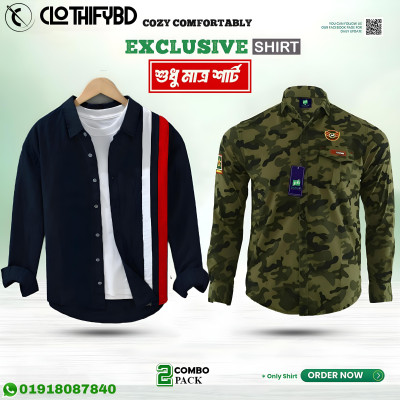 Men's Premium Quality Printed (2p Combo) Long Sleeve Shirt Courtesy by Clothifybd.com
