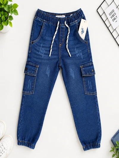 Boys 6 Pocket Cargo Long Pant (Deep Blue)