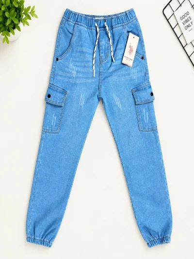 Boys 6 Pocket Cargo Long Pant (Light Blue)