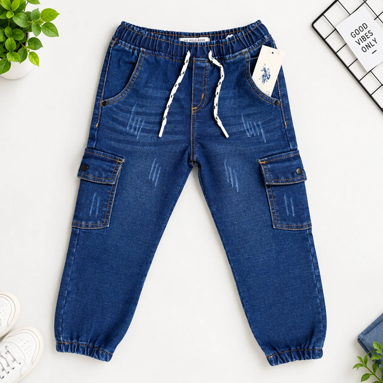 Boys 6 Pocket Cargo Long Pant (Deep Blue)