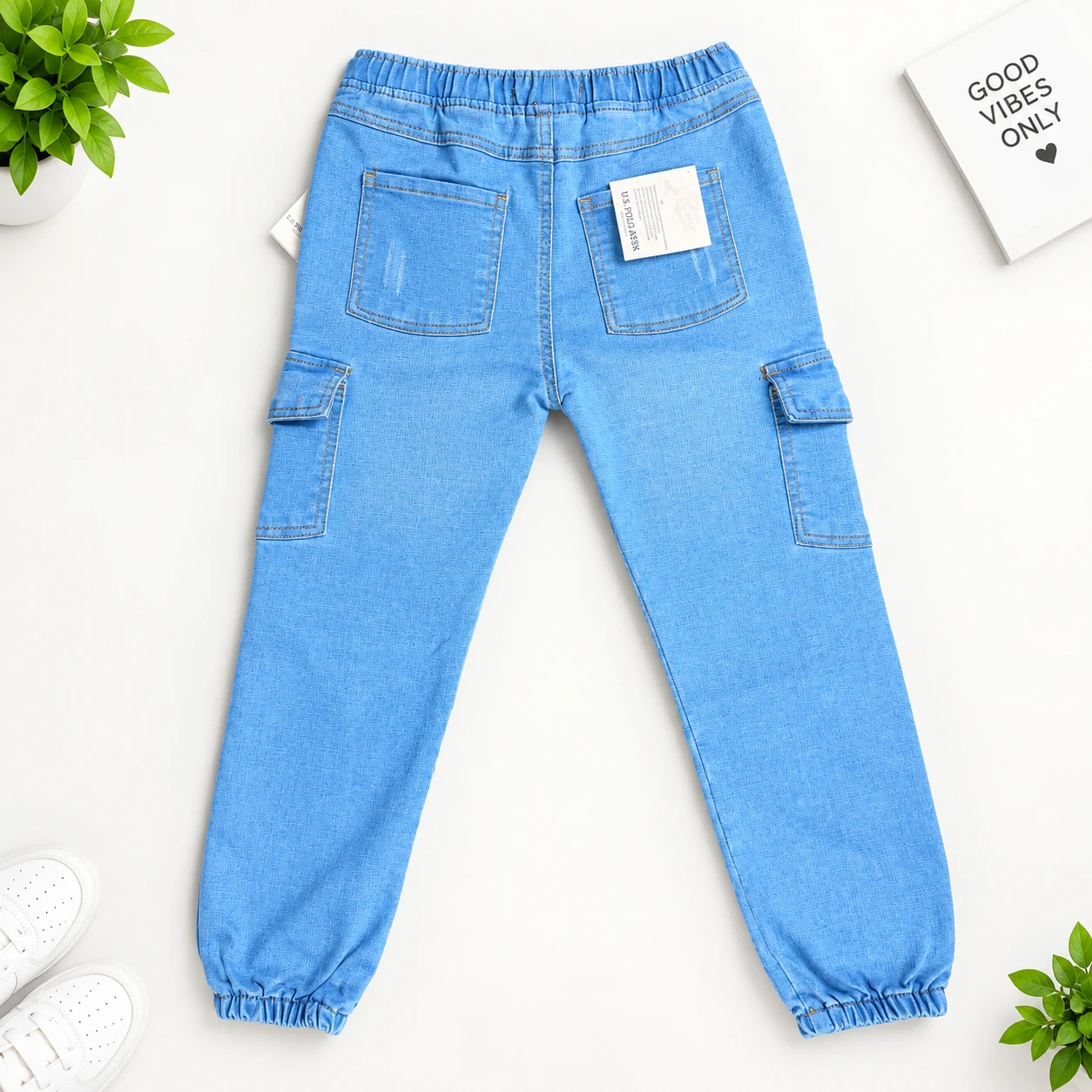 Boys 6 Pocket Cargo Long Pant (Light Blue)